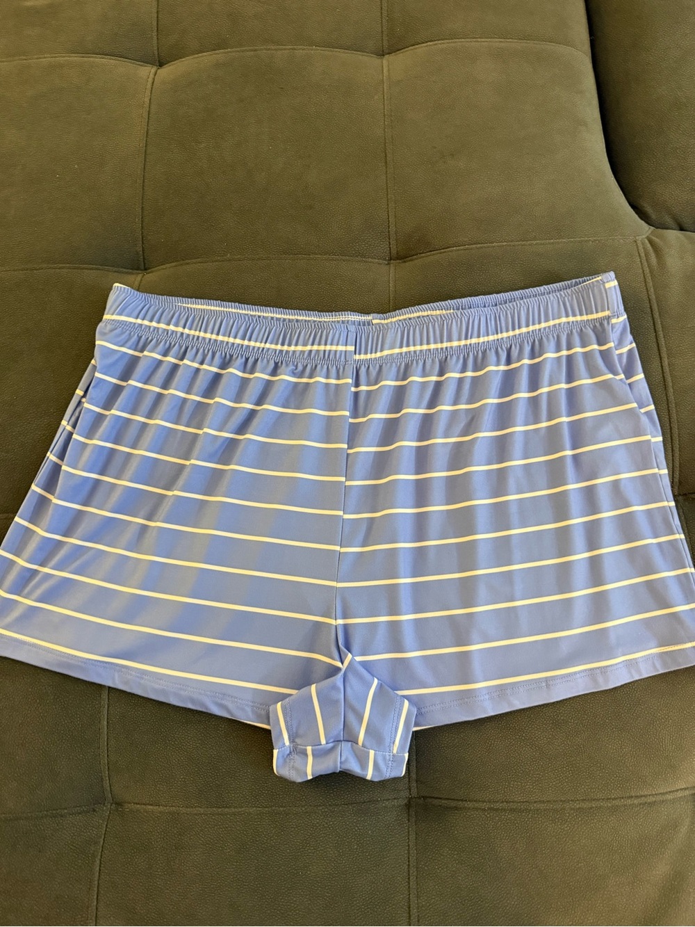 Women’s Light Blue Striped Athletic Shorts - Comfortable Performance Fit